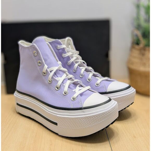 Converse CTAS Lift Double Stack Platform Violet Canvas Unisex High Top Shoes NIB - Picture 4 of 13